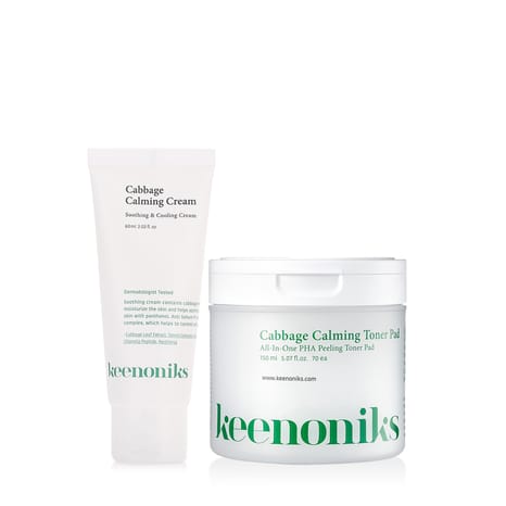 Cabbage Calming Toner Pads & Cream Set - 2 pcs